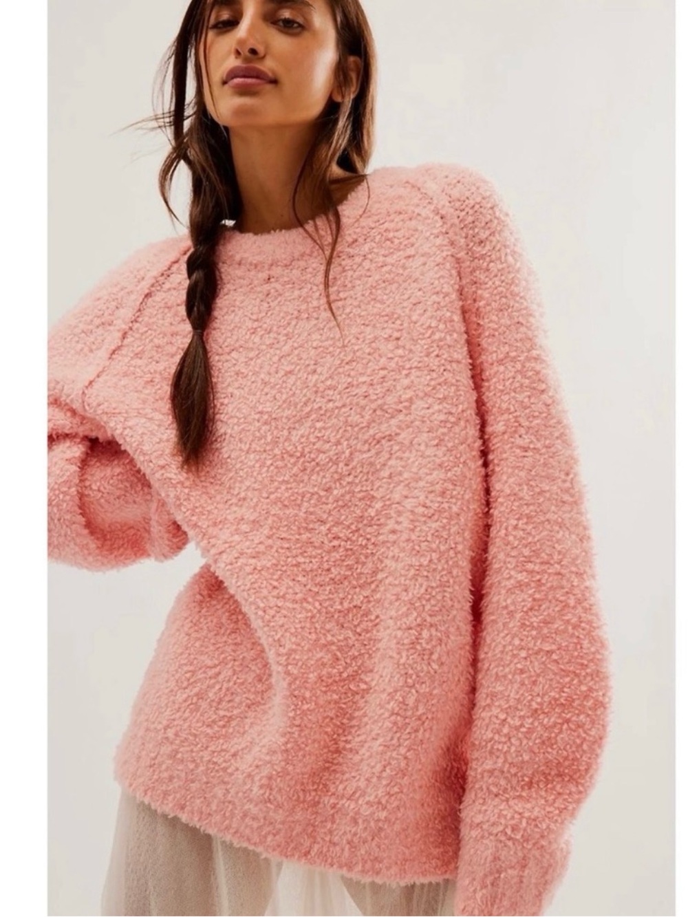 Free People Teddy Sweater tunic in Pale Rosette